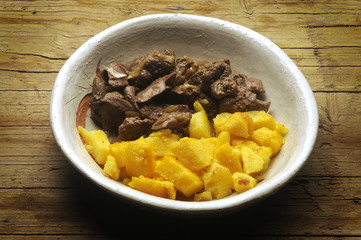 Fegato alla veneziana Liver with polenta