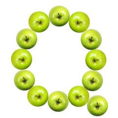 Letter Q made of apples