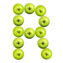 Letter R made of apples