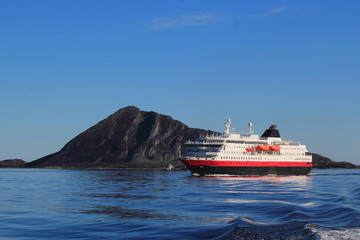 coastal ship on the coast of Northern Norway