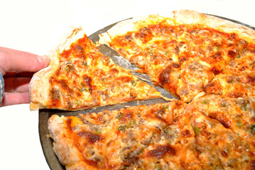 Eating Cheesy Hot Pizza