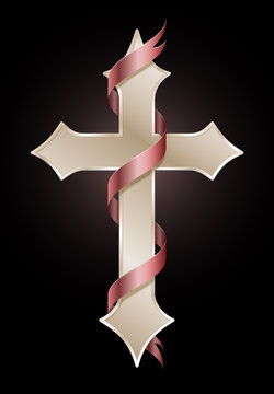 Easter Cross with Red Ribbon