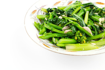 fried vegetables isolated white background