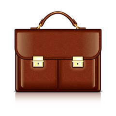 Brown leather briefcase vector illustration