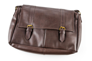 Leather bag isolated on white background