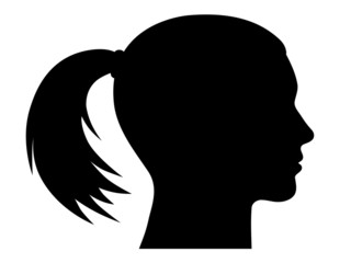 Weiblicher Kopf seitlich im Profil mit Pferdeschwanz © snyGGG