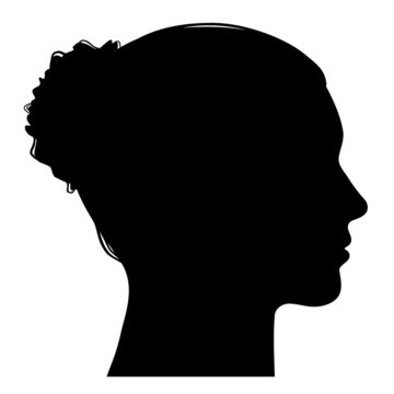 recommend clip art: Weiblicher Kopf seitlich im Profil mit Dutt