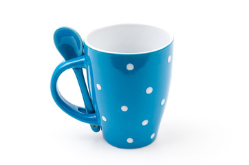 Polka mug cup isolated white background
