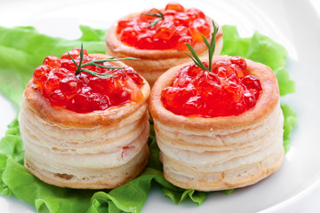 canape with salmon caviar