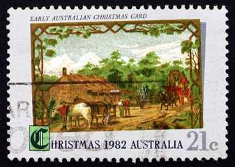 Postage stamp Australia 1982 Early Australian Christmas Card