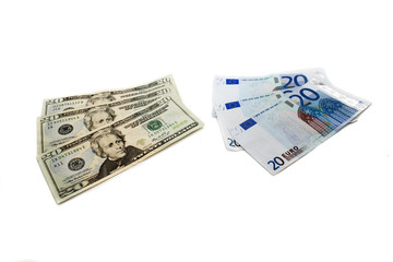 twenty euros and twenty dollars