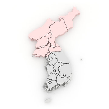 Map of South and North Korea