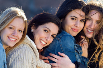 Beautiful young girls looking at the camera