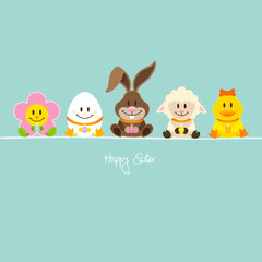 Easter Bunny & Friends Eggs Retro