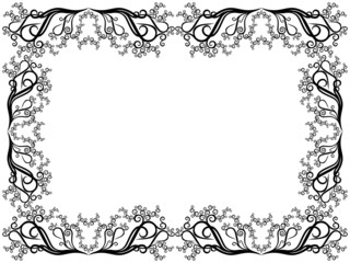 Black and white frame with floral elements