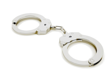 3D handcuffs isolated in white