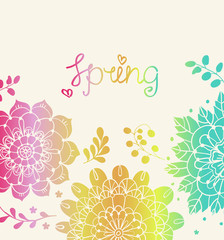 Natural floral background with Spring lettering