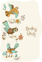 Natural floral background with Spring lettering