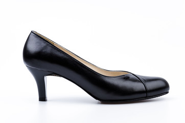 leather black shoes women isolated white background