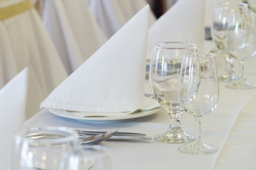 table set for dinner in restaurant