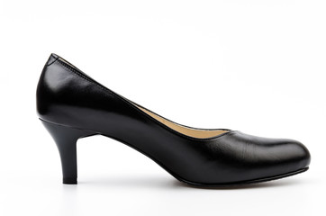 leather black shoes women isolated white background