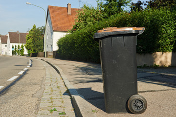 Fototapeta na wymiar recycling garbage or waste bin in small city