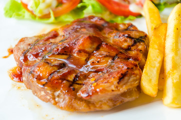 Barbecue grilled pork steak