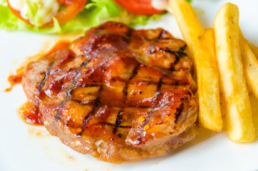 Barbecue grilled pork steak