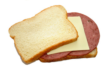 Cotta Salami and American Cheese on White Bread