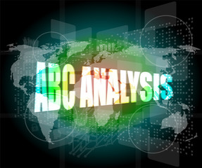 words abc analysis on digital screen, business concept