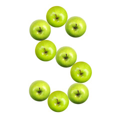 Letter S made of apples