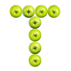 Letter T made of apples