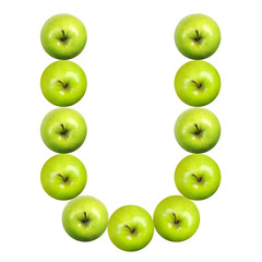 Letter U made of apples