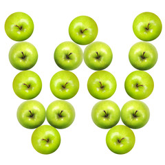 Letter W made of apples