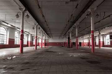 an old empty industrial warehouse interior