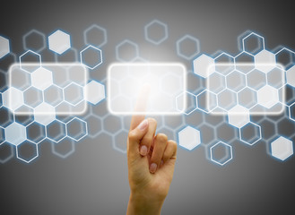 Woman hand touching digital screen