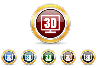 3d display icon vector set
