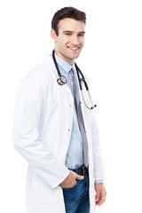 Fototapeta premium Young male doctor with stethoscope