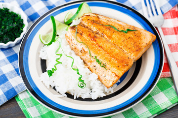 Baked salmon with rice