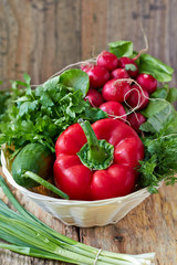 Fresh vegetable in a basket.