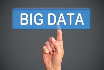 Big Data button with hand