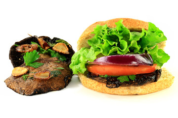 Grilled Portobello Mushrooms and Burger