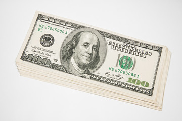 American 100 U.S. dollars on a white background