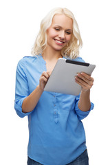 smiling girl with tablet pc computer