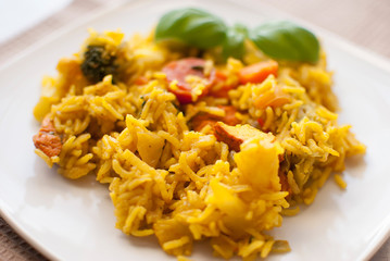basmati rice with vegetables and chicken