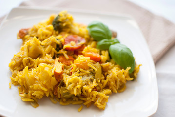 basmati rice with vegetables and chicken