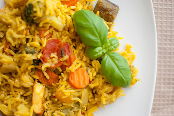 basmati rice with vegetables and chicken