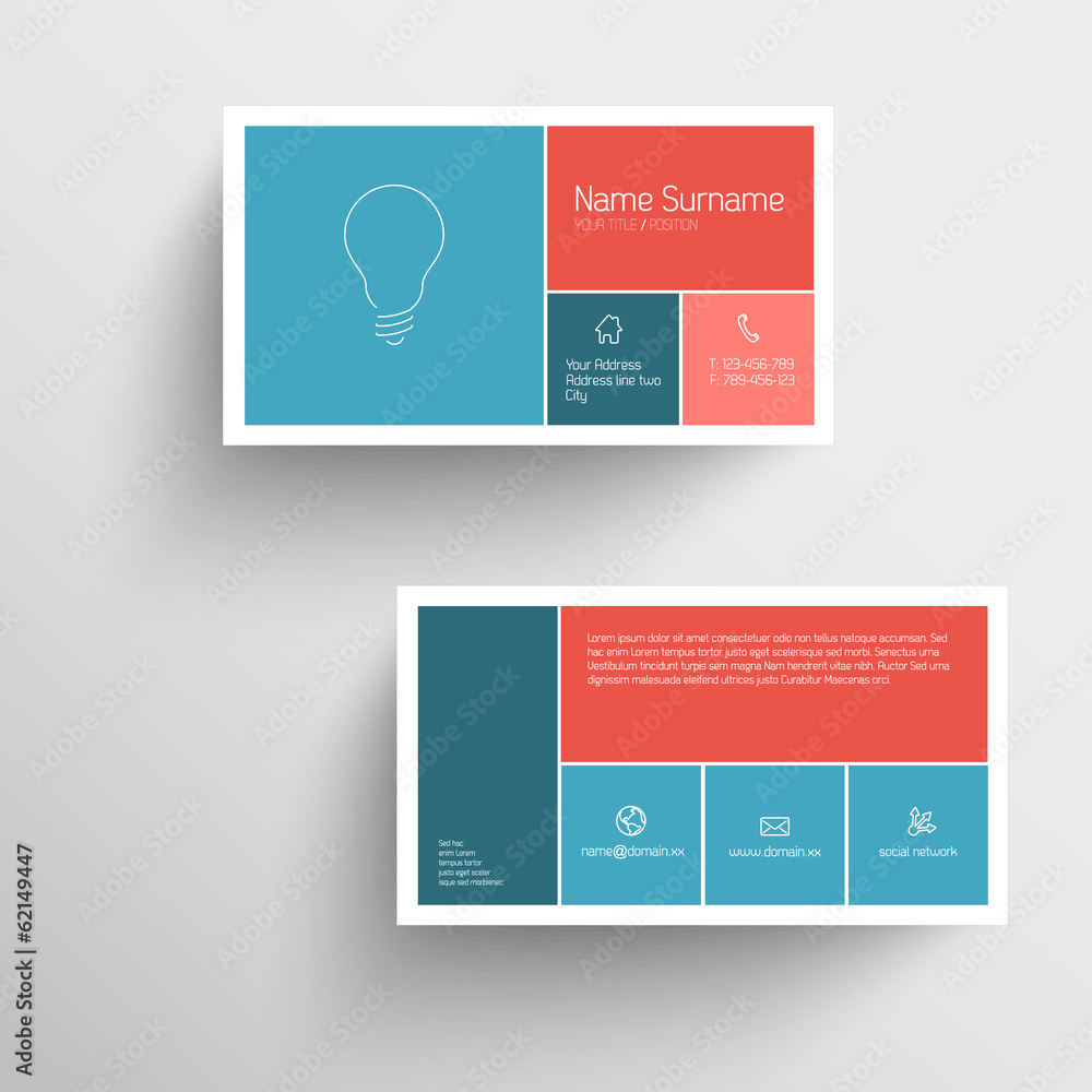 Poster modern business card template with flat mobile user interface