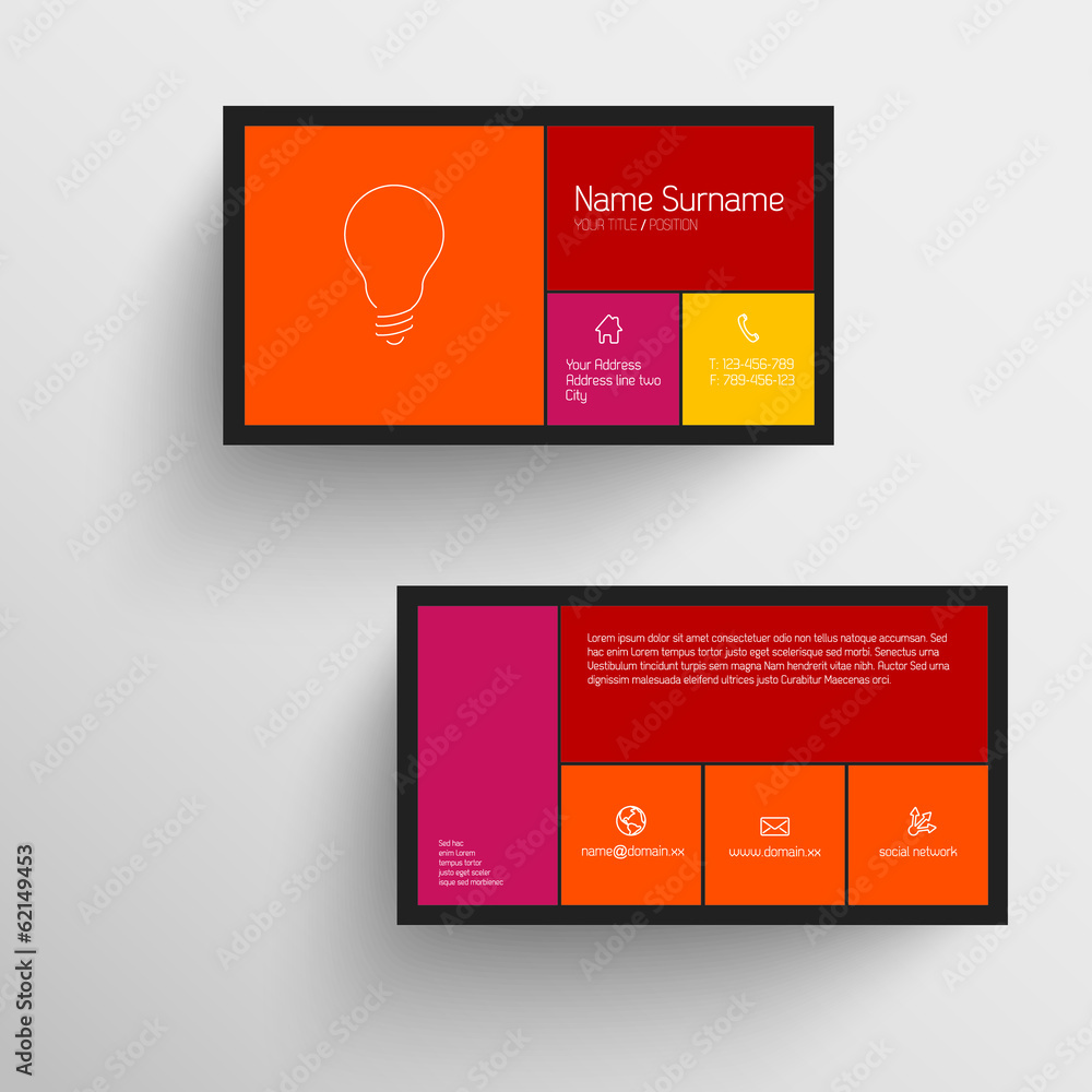 Poster modern business card template with flat mobile user interface