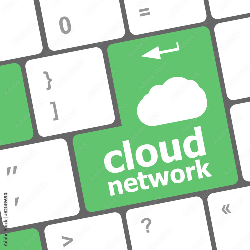 Aufkleber cloud network words concept on button of the keyboard